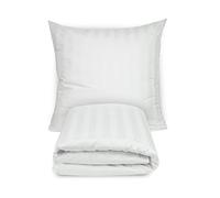 ZOLLNER Coordinato letto, fodera cuscino 80x80 cm e copripiumino 140x200 cm - Design elegante con righe di 20 mm longotudinali - Cotone - lavabile 95°C - Qualità alberghiera, bianco