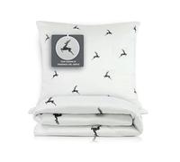 ZOLLNER Coordinato letto - fodera per cuscino e copripiumino - 80x80 cm + 140x200 cm - lavabile a 60°C - Motivo moderno con cervi - Certificato OEKO TEX