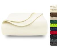 ZOLLNER coperta da divano 130x170 cm - Plaid in pile nel colore crema - microfibra - lavbaile a 95°C - Certificato OEKO TEX (R)