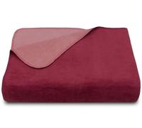 ZOLLNER Coperta da divano double face in 150x200 cm, plaid bordeaux/bordeaux chiaro super morbido - lavabile a 40°C - materiale misto di lunga durata - Qualità alberghiera - Certificato OEKO TEX (R)