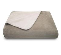 ZOLLNER Coperta da divano double face in 220x240 cm, plaid fango/crema super morbido - lavabile a 40°C - materiale misto di lunga durata - Qualità alberghiera - Certificato OEKO TEX (R)