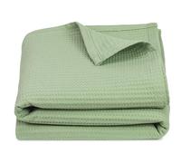 ZOLLNER Coperta da divano in 150x200 cm - verde salvia - plaid traspirante - lavabile a 60°C - design in piquè moderno - qualità alberghiera - certificato OEKO TEX (R)