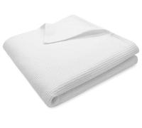 ZOLLNER Coperta da divano in 150x225 cm - plaid leggero e caldo con ottica in piquè - lavabile a 95°C - bianco - qualità alberghiera - Certificata OEKO TEX (R)