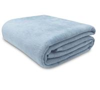 ZOLLNER Coperta da divano soffice 150x200 cm - Plaid morbido e di lunga durata azzurro - lavabile a 40°C - cotone misto - con bordo elegante - qualità alberghiera - certificato OEKO TEX (R)