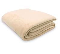 ZOLLNER Coperta da divano soffice 150x200 cm - Plaid morbido e di lunga durata beige - lavabile a 40°C - cotone misto - con bordo elegante - qualità alberghiera - certificato OEKO TEX (R)