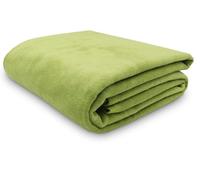 ZOLLNER Coperta da divano soffice 150x200 cm - Plaid morbido e di lunga durata verde chiaro - lavabile a 40°C - cotone misto - con bordo elegante - qualità alberghiera - certificato OEKO TEX (R)