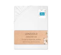 ZOLLNER Coprimaterasso 200x200 cm - Lenzuola per materassi con elastico sul bordo - Materiale misto - Bianco - lavabile a 95°C - Qualità alberghiera - Certificato OEKO TEX (R)