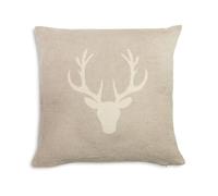 ZOLLNER Fodera decorativa per cuscini - 50x50 cm - copricuscino morbido e soffice - beige con testa di cervo - lavabile a 40°C - Certificato OEKO TEX (R)