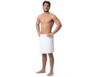 ZOLLNER Kilt da sauna da uomo - bianco - misura L/XL - sensibile sulla pelle e assorbente - cotone - con elastico e chiusura a strappo - lavabile a 60°C - Certificato OEKO TEX (R)