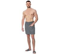 ZOLLNER Kilt grigio da sauna da uomo - Asciugamano sauna in piquè - Cotone - Con elastico e chiusura con bottoni - Tasca con cerniera - lavabile a 60°C - Certificato OEKO TEX
