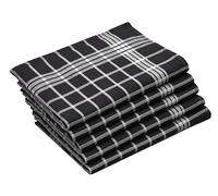 ZOLLNER Set da 5 strofinacci, 50x70 cm, 100% Cotone, a quadretti neri e bianchi