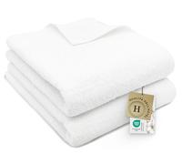 ZOLLNER Set di 2 asciugamani da sauna, 70x180 cm - morbidi e super assorbenti, di colore bianco - con pratico gancio - lavabili fino a 95 °C - cotone - qualità alberghiera