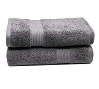ZOLLNER Set di 2 teli doccia, 100% cotone, 550 g/mq, 100x150 cm, grigio