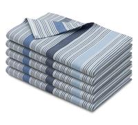 ZOLLNER Set di 5 strofinacci 100% cotone, 50x70 cm, a righe blu/bianchi