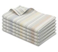 ZOLLNER Set di 5 strofinacci 100% cotone, 50x70 cm, a righe olive e bianche.