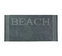 ZOLLNER Telo mare - asciugamano da spiaggia 100x200 cm - lavabile a 60°C - Cotone - grigio con scritta BEACH - Brillantezza colore grazie alla colorazione reattiva - Certificato OEKO TEX (R)