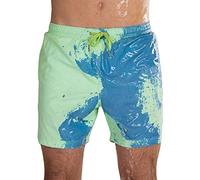Zoloyo - Bermuda da mare da uomo, cambiano magicamente colore, pantaloncini da spiaggia ad asciugatura rapida, stile casual, con elastico in vita