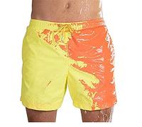 Zoloyo Pantaloncini da spiaggia, da uomo, magici cambiamenti, da spiaggia, da spiaggia, da uomo, ad asciugatura rapida, per il tempo libero, con elastico in vita, giallo., S/M