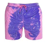 Zoloyo, pantaloncini da spiaggia da uomo, magici cambiamenti di colore da spiaggia, pantaloncini da bagno da uomo, rosa, XXL