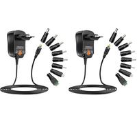 Zolt 12W Alimentatore Universale CA a CC 3V 4,5V 5V 6V 7,5V 9V 12V 1A, Adattatore Multitensione con 8 Spine CC per Elettronica Domestica (Confezione da 2)