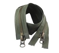 Zolula Zip 70-120 cm cerniera in metallo doppio cursore estremità aperta cerniera bidirezionale per cappotto, giacca, tenda, kit di riparazione vestiti fai da te accessori da cucito (colore: verde