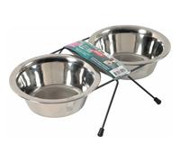 Zolux Set di 2 ciotole per cani Inox da 700 ml + supporto in metallo