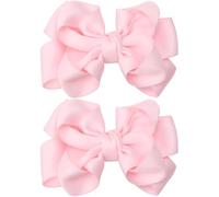Zolyco Fiocchi doppi per capelli da 10 cm, per donne e ragazze, nastro spesso, clip a coccodrillo, accessori per capelli per bambini più grandi, bambini, ragazze, 2 pezzi (rosa)