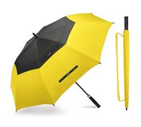 ZOMAKE Ombrello Da Golf 172cm - XXl Ombrello Pioggia Grande Antivento Auto Open,Ombrelli Robusto Doppio Baldacchino Ventilato per 2-4 Persone,Ombrello Uomo Donna Grande(Nero-Gialle)