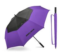 ZOMAKE Ombrello Da Golf 172cm - XXl Ombrello Pioggia Grande Antivento Auto Open,Ombrelli Robusto Doppio Baldacchino Ventilato per 2-4 Persone,Ombrello Uomo Donna Grande(Nero-Viola)