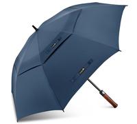 ZOMAKE Ombrello da Golf Grande 157cm, Automatico Ombrelli Pioggia Grandi Resistente Antivento Con Doppio Baldacchino, Extra Large Umbrella Per Uomo Donna con Manico in Legno(Nuovo Blu navy)