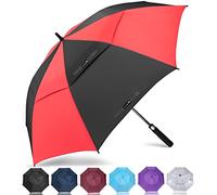 ZOMAKE Ombrello da Golf Grande 172cm, Automatico Ombrelli Pioggia Grandi Resistente Antivento Con Doppio Baldacchino, Extra Large Umbrella Per Uomo Donna(Nero/Rosso)