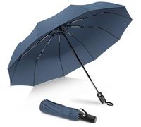 ZOMAKE Ombrello Pieghevole Antivento Automatico,Portatile Ombrello Pioggia Piccolo Resistenti Ombrelli da Borsa - 10 Costole Tascabile Folding Umbrella per Viaggio Uomo e Donna(Grigio-Blu)