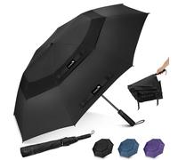 ZOMAKE Ombrello Pieghevole Grande, Ombrelli Grande da Golf Antivento Resistente 157cm, Umbrella Grandi da Pioggia Automatico Compatto per Uomo Donna (Nero-B)