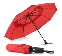 ZOMAKE Ombrello Pieghevole, Ombrelli Pioggia Piccolo Antivento da Viaggio, Umbrella Resistenti Grande Portatile Automatico, Ombrellini Leggero Compatto al Vento Forte per Uomo Donna (Rosso/46in)