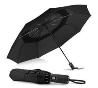 ZOMAKE Ombrello Pieghevole, Ombrelli Pioggia Piccolo Antivento da Viaggio, Umbrella Resistenti Grande Portatile Automatico, Ombrellini Leggero Compatto al Vento Forte per Uomo Donna (Nero/46in)