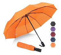 ZOMAKE Ombrello Pieghevole, Ombrelli Pioggia Piccolo Antivento da Viaggio, Umbrella Resistenti Grande Portatile Automatico, Ombrellini Compatto Leggero al Vento Forte per Uomo Donna (Arancione)