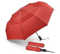 ZOMAKE Ombrello Pieghevole Pioggia Piccolo Antivento (Rosso/43.5in)