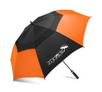 ZOMAKE Ombrello Pioggia Grande 157cm, Umbrella Golf Antivento Resistenti per Uomo Donna, Lungo Ombrelli Robusto Extra Large Automatico (Nero/Arancio)