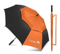 ZOMAKE Ombrello Pioggia Grande, Umbrella Golf Antivento Resistenti per Uomo Donna 157cm, Lungo Ombrelli Extra Large Robusto Automatico (Nero/Arancio)