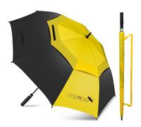 ZOMAKE Ombrello Pioggia Grande, Umbrella Golf Antivento Resistenti per Uomo Donna 172cm, Lungo Ombrelli Extra Large Robusto Automatico (Nero/Giallo)