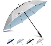 ZOMAKE Ombrello UV, Sun Umbrella Golf Anti UV per Sole UPF 50+, 172cm Ombrelli Pioggia Grande Antivento Automatico per Donna Uomo (Argento Blu Chiaro)