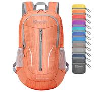 ZOMAKE Zaino Pieghevole Leggero 25L,Piccolo Zaini Ripiegabile Zainetto Leggeri Tascabile Impermeabile,Per Donna Uomo Viaggio Trekking Campeggio Città Sportivo(Arancia)