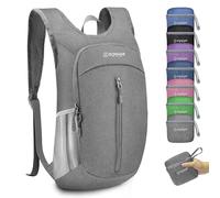 ZOMAKE Zaino Pieghevole Ultraleggero Piccolo Tascabile per Viaggio Passeggiata da Trekking Mini Zaino Leggero 10 Litri per Donna Uomo(Grigio)