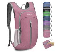 ZOMAKE Zaino Pieghevole Ultraleggero Piccolo Tascabile per Viaggio Passeggiata da Trekking Mini Zaino Leggero 10 Litri per Donna Uomo(Rosa)