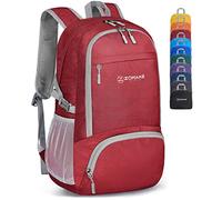 ZOMAKE Zaino Pieghevole Ultraleggero, Zainetto Leggero Ripiegabile da Viaggio 30L, Richiudibile Backpack Salvaspazio Trekking Piccolo Tascabile per Uomo Donna (Rosso)