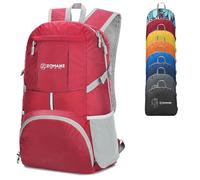 ZOMAKE Zaino Pieghevole Ultraleggero, Zainetto Leggero Ripiegabile da Viaggio 35L, Richiudibile Backpack Salvaspazio Trekking Tascabile Piccolo per Uomo Donna (Rosso)