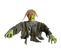 Zombie animatronico di Halloween con picchetto a terra, occhi rossi luminosi per la casa stregata del cortile