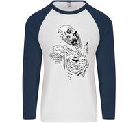 Zombie Cheer Skull Halloween Alcohol Beer Uomo L/S Maglietta Baseball