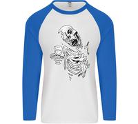 Zombie Cheer Skull Halloween Alcohol Beer Uomo L/S Maglietta Baseball