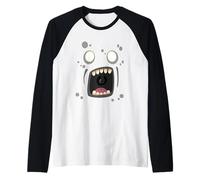 Zombie Face Carino Adorabile Kawaii Halloween Zombies 2 Maglia con Maniche Raglan